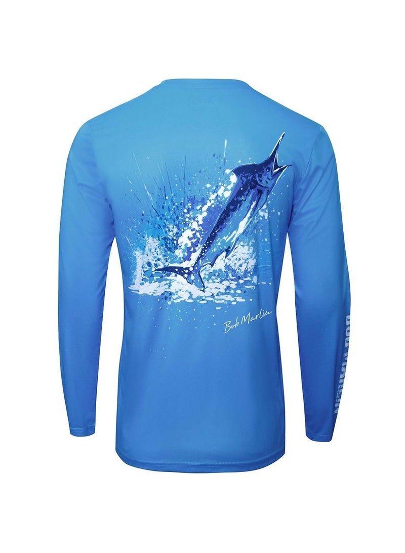 Bob Marlin Performance Shirt Ocean Marlin Blue-Medium - Image 1
