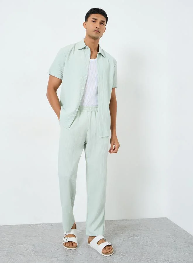 Take Two Men Textured Spread Collar Shirt and Pants Co-Ords
