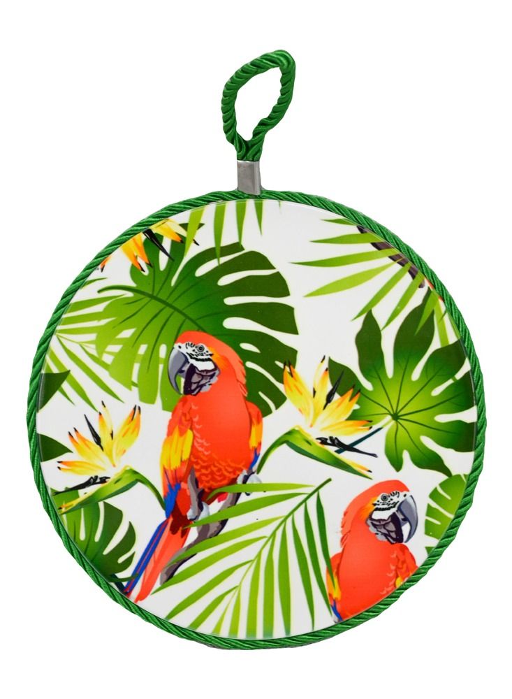 Ceramic Trivets For Hot Pots And Pans, Waterproof Pads For Hot Dishes With Parrot Pattern, Heat Resistant Hot Pads Protectors For Pots & Hot Dish, Kitchen Trivets, Wood Style Trivet Mat (Multicolor) - Image 1