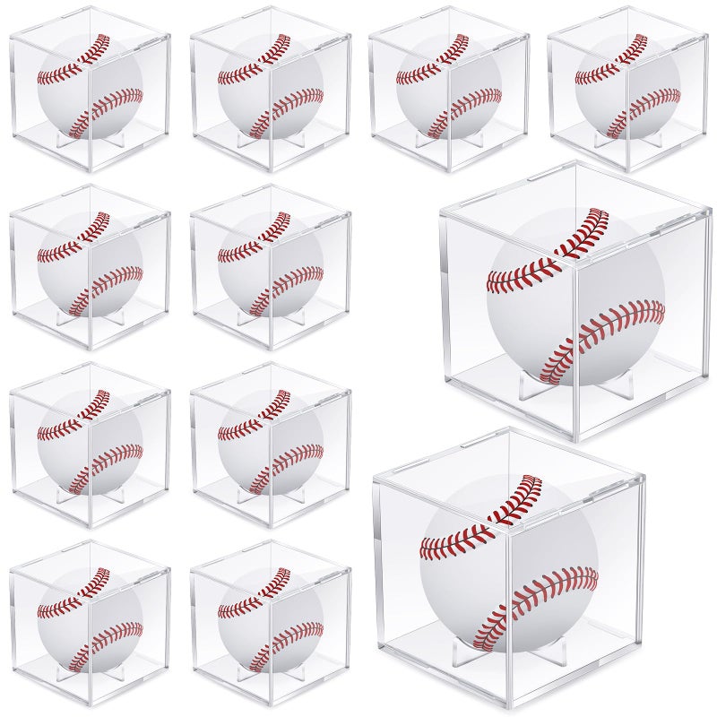Chumia Chumia Baseball Display Cases for Balls Acrylic Baseball Holder Clear UV Protected Cube Autograph Storage Box for Official Size Standing