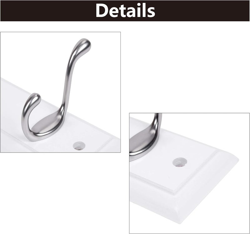 4 Hooks Wall Mounted Coat Rack White Wooden Board Hanger for Clothes Towels - Image 3