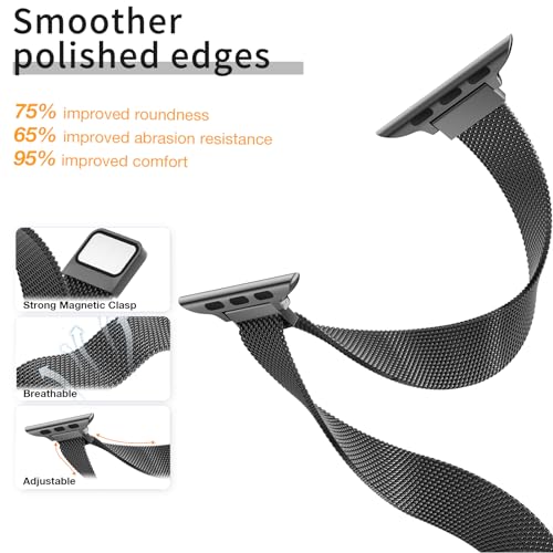 MARGE PLUS Slim Milanese Loop Compatible with Apple Watch Band for women 41mm 40mm 38mm 42mm 46mm 45mm 49mm 44mm, Stainless Steel Magnetic Mesh Strap work on iWatch Bands Series 11 10 9 8 7 6 5 4 3 & SE 3 2 1 - Image 3