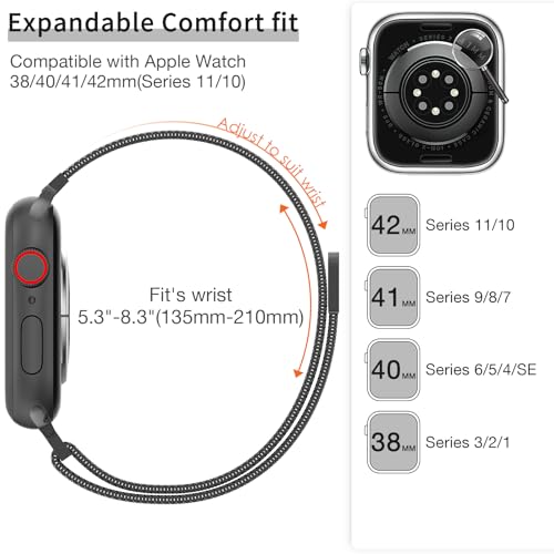 MARGE PLUS Slim Milanese Loop Compatible with Apple Watch Band for women 41mm 40mm 38mm 42mm 46mm 45mm 49mm 44mm, Stainless Steel Magnetic Mesh Strap work on iWatch Bands Series 11 10 9 8 7 6 5 4 3 & SE 3 2 1 - Image 5