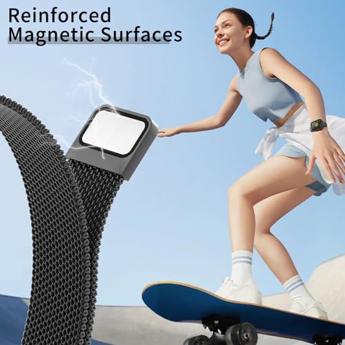 MARGE PLUS Slim Milanese Loop Compatible with Apple Watch Band for women 41mm 40mm 38mm 42mm 46mm 45mm 49mm 44mm, Stainless Steel Magnetic Mesh Strap work on iWatch Bands Series 11 10 9 8 7 6 5 4 3 & SE 3 2 1 - Image 4