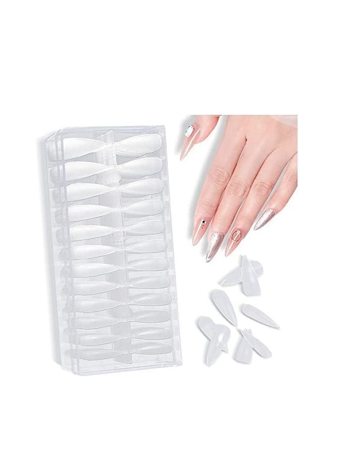 ORiTi 504pcs French Nail Tips Stiletto Acrylic Nails Half Full Cover Clear Natural Professional False Nails Tip Set - Image 2