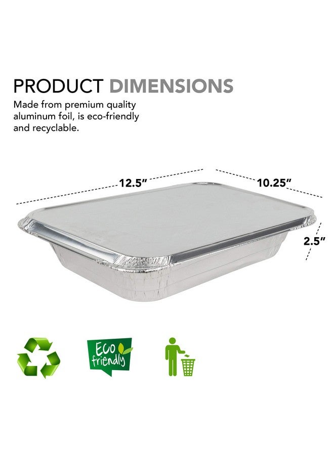 Stock Your Home Foil Pans with Lids - 9x13 Aluminum Pans with Covers - 25 Foil Pans and 25 Foil Lids - Disposable Food Containers Great for Baking, Cooking, Heating, Storing, Prepping Food Silver  - Image 2