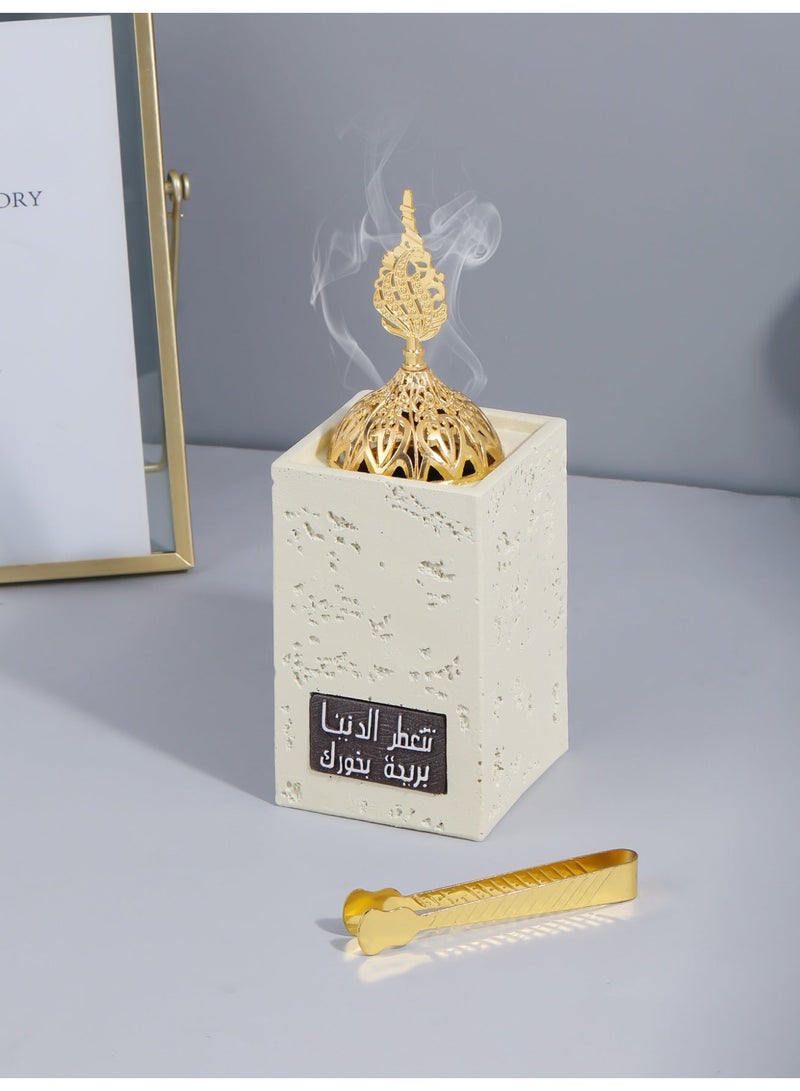 مبخرة جديدة بسيطة من الراتنج مع مشبك، مبخرة بخور بيضاء أنيقة، مناسبة لتزيين المنزل وغرف النوم وغرف المعيشة، هدية مثالية للأصدقاء المقربين - Image 3