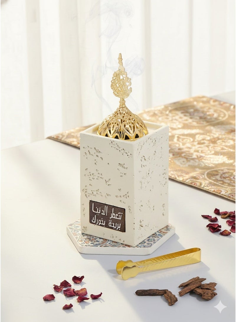 مبخرة جديدة بسيطة من الراتنج مع مشبك، مبخرة بخور بيضاء أنيقة، مناسبة لتزيين المنزل وغرف النوم وغرف المعيشة، هدية مثالية للأصدقاء المقربين - Image 1