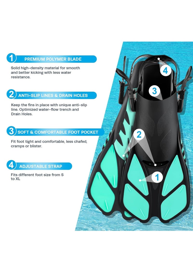Halamine Mask Fin Snorkel Set, Travel Size Snorkeling Gear for Adults with Panoramic View Anti-Fog Mask, Trek Fins, Dry Top Snorkel and Gear Bag for Swimming Training, Snorkeling Kit Diving Packages  - Image 4
