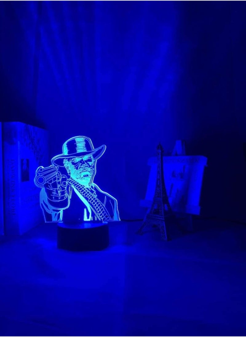 althiqahkey - 3D Multicolor Night Light Illusion Decoration Gifts EID Arthur Morgan Figure Kids LED Night Light Game Red Dead Redemption 2 Gift Acrylic 3D Lamp for Room Decor Nightlight - Image 1