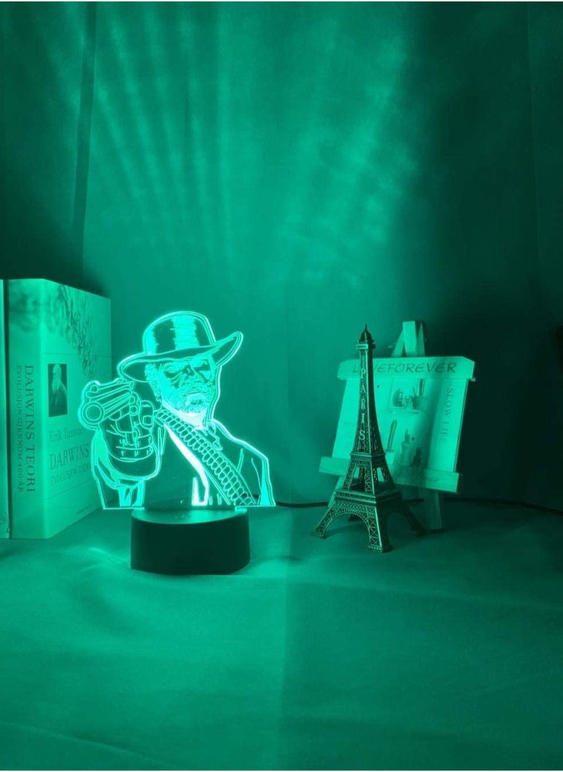 althiqahkey - 3D Multicolor Night Light Illusion Decoration Gifts EID Arthur Morgan Figure Kids LED Night Light Game Red Dead Redemption 2 Gift Acrylic 3D Lamp for Room Decor Nightlight - Image 1