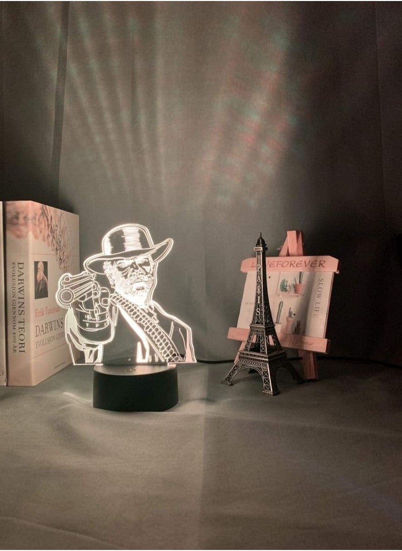 althiqahkey - 3D Multicolor Night Light Illusion Decoration Gifts EID Arthur Morgan Figure Kids LED Night Light Game Red Dead Redemption 2 Gift Acrylic 3D Lamp for Room Decor Nightlight - Image 1