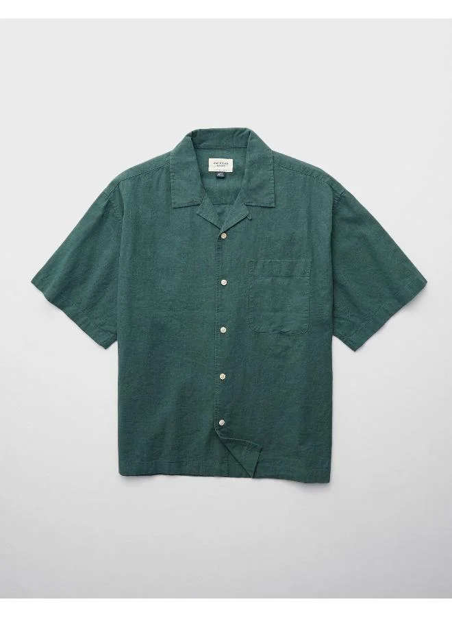 American Eagle AE Poolside Linen-Blend Button-Up Shirt