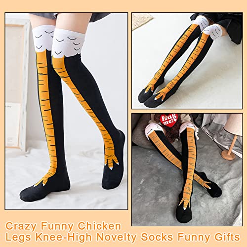 Abnaok 3-Pack Novelty Funny Chicken Leg Socks for Women Men Crazy Chicken Feet Socks White Elephant Gifts for Adults - Image 4