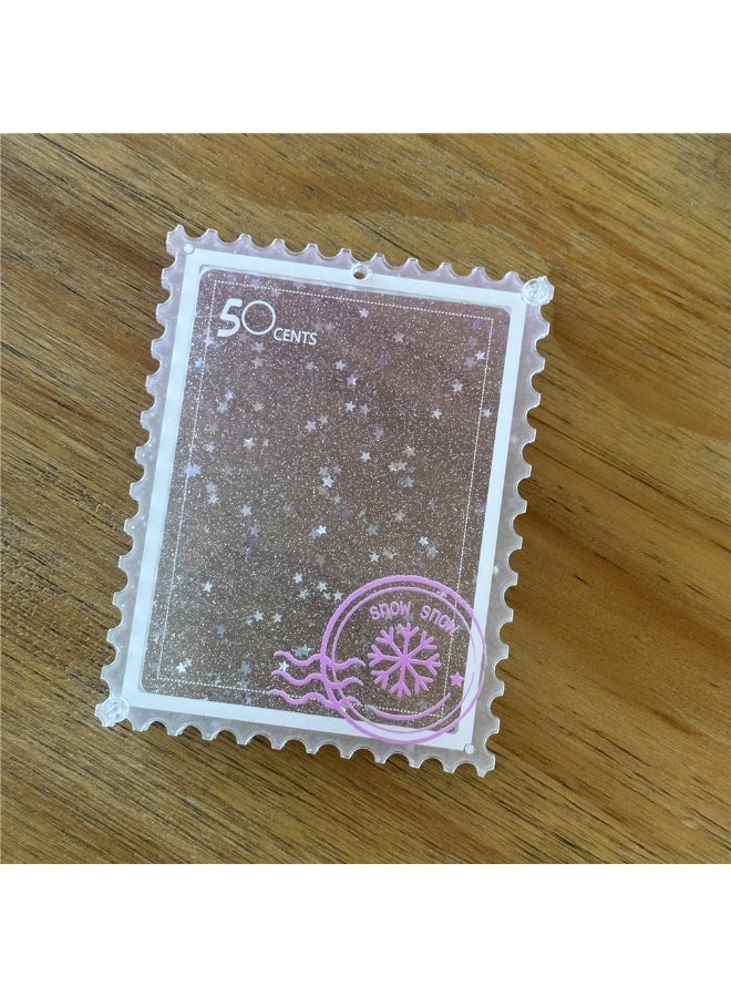 NIBEMINENT 1 - Piece Acrylic Glitter Star Kpop Photo Card Holder Pendant Key Chain ID Badge Holder ID Card Holder Photo Card Protector for School ID Office ID Access Card for Women Girls - Image 1