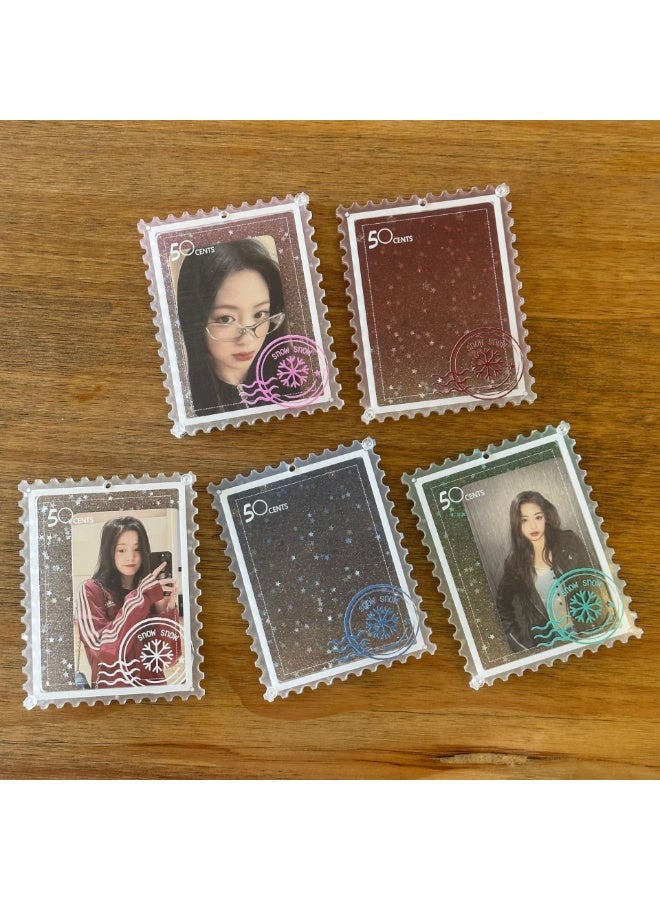 NIBEMINENT 1 - Piece Acrylic Glitter Star Kpop Photo Card Holder Pendant Key Chain ID Badge Holder ID Card Holder Photo Card Protector for School ID Office ID Access Card for Women Girls - Image 2