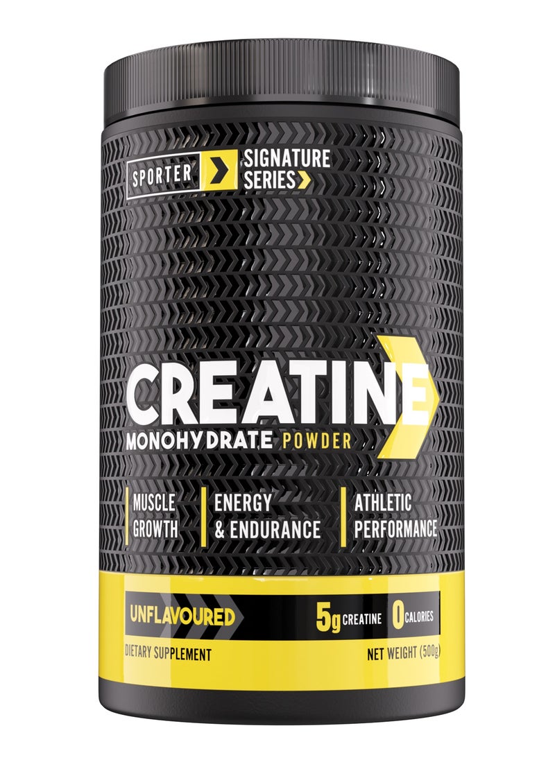 SPORTER Sporter Creatine Monohydrate Powder – 500g, 100 Servings | Pure Micronized Creatine for Muscle Growth, Strength & Recovery | Unflavored, Easy to Mix | Workout Supplement for Men & Women  - Image 1