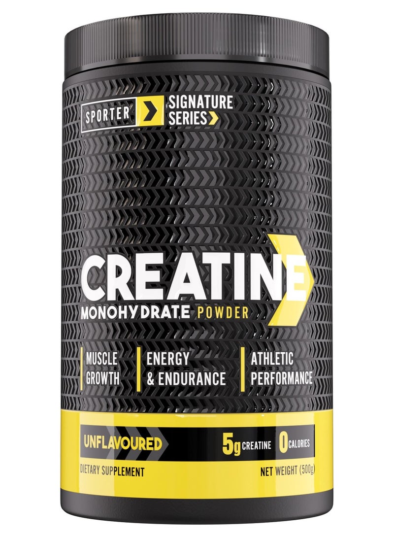 Sporter Creatine Monohydrate Powder – 500g, 100 Servings | Pure Micronized Creatine for Muscle Growth, Strength & Recovery | Unflavored, Easy to Mix | Workout Supplement for Men & Women - Image 1
