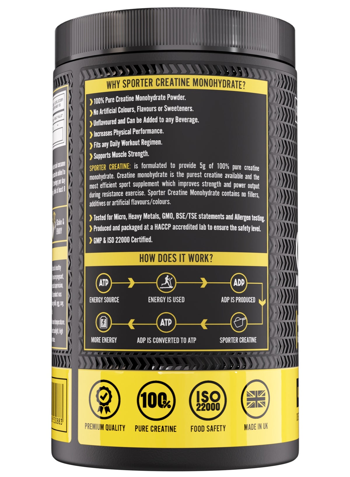Sporter Creatine Monohydrate Powder – 500G, 100 Servings | Pure Micronized Creatine For Muscle Growth, Strength & Recovery | Unflavored, Easy To Mix | Workout Supplement For Men & Women