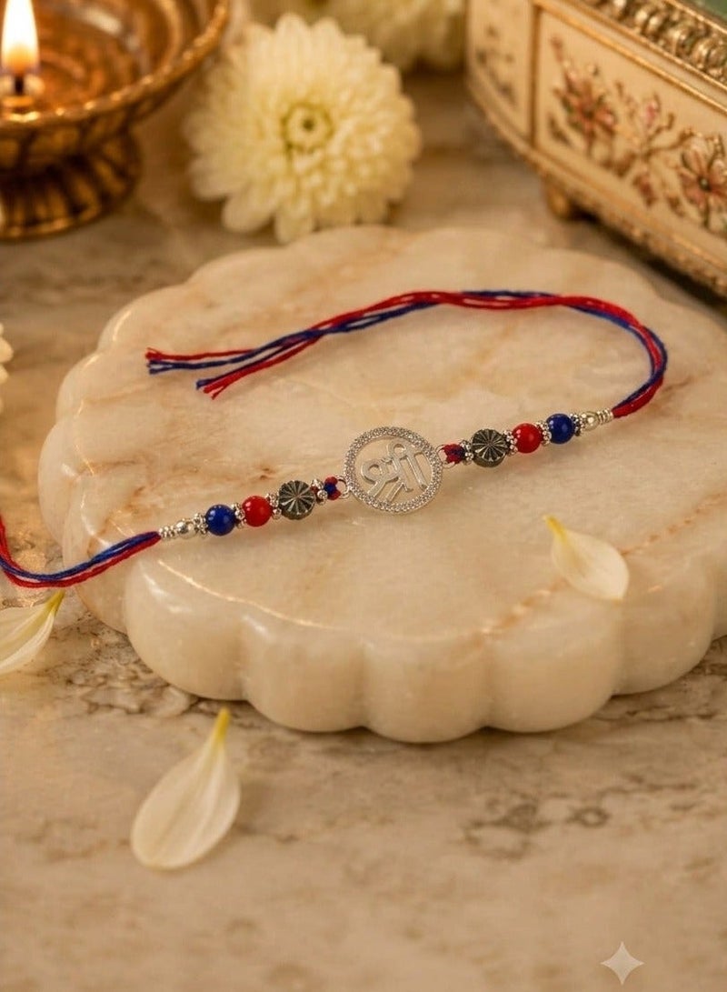 Kannan Jewels Kannan Premium Handcrafted 925 Silver Shree Design Rakhi- 41 cm - Image 2