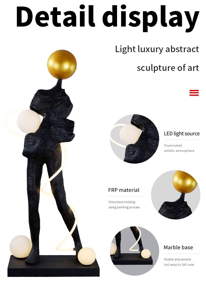 مصباح أرضي LED بتصميم رأس ذهبي فني  - Image 4