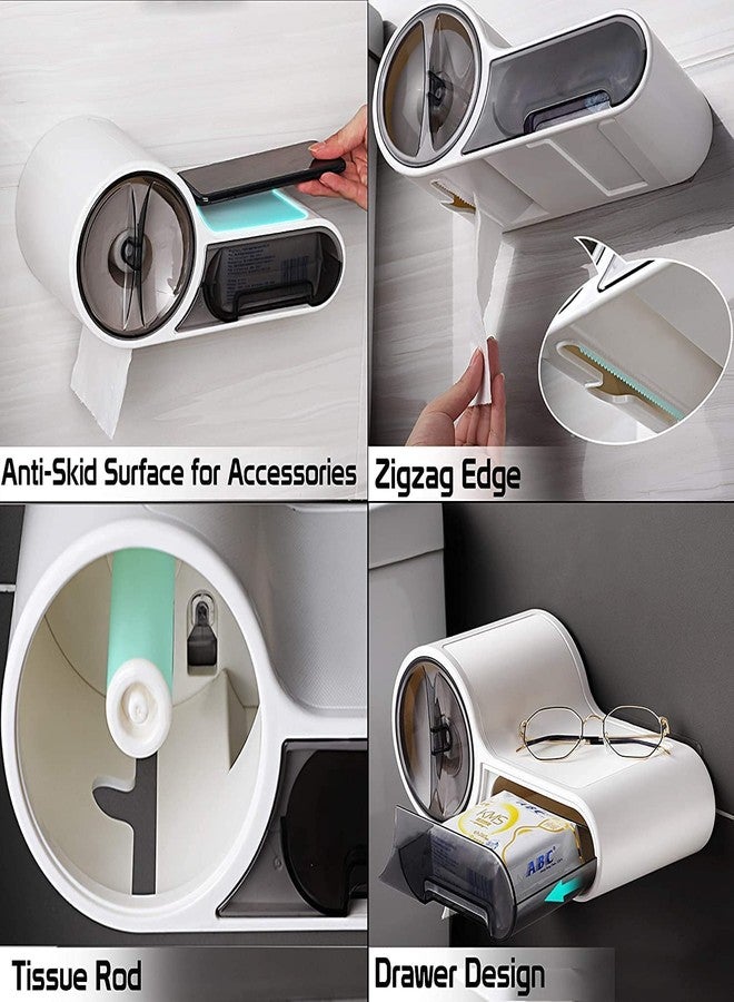 kienlix Self Adhesive Magic Sticker Series Waterproof Toilet Paper Holder/Tissue Roll Holder Plastic Material (White,Pack of 1) (5262) - Image 5