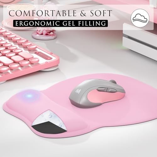 MROCO Ergonomic Mouse Pad with Gel Wrist Rest, Comfortable Mousepad with Smooth Wrist Support Surface and Non-Slip PU Base for Pain Relief, Computer, Laptop, Office & Home, 9.4 x 8.1 in, Pale Pink - Image 4