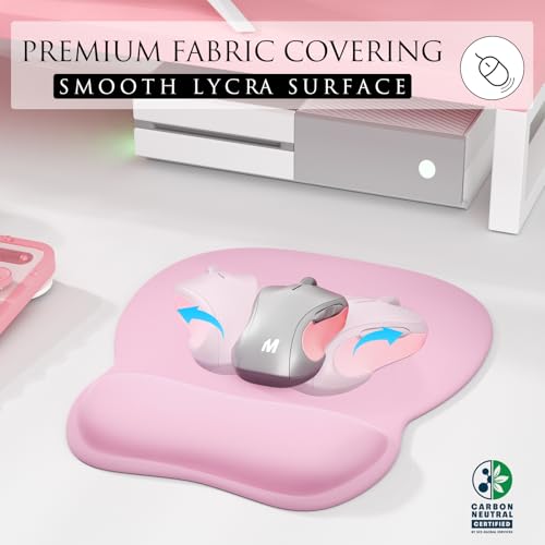 MROCO Ergonomic Mouse Pad with Gel Wrist Rest, Comfortable Mousepad with Smooth Wrist Support Surface and Non-Slip PU Base for Pain Relief, Computer, Laptop, Office & Home, 9.4 x 8.1 in, Pale Pink - Image 2