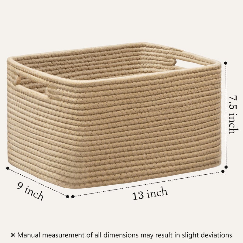 UBBCARE 4 Pack Storage Baskets for Shelves, Baskets for Organizing, Cube Shelf Storage Bin with Handles, Woven Storage Basket, 13"L x 9"W x 7.5"H, Brown - Image 2