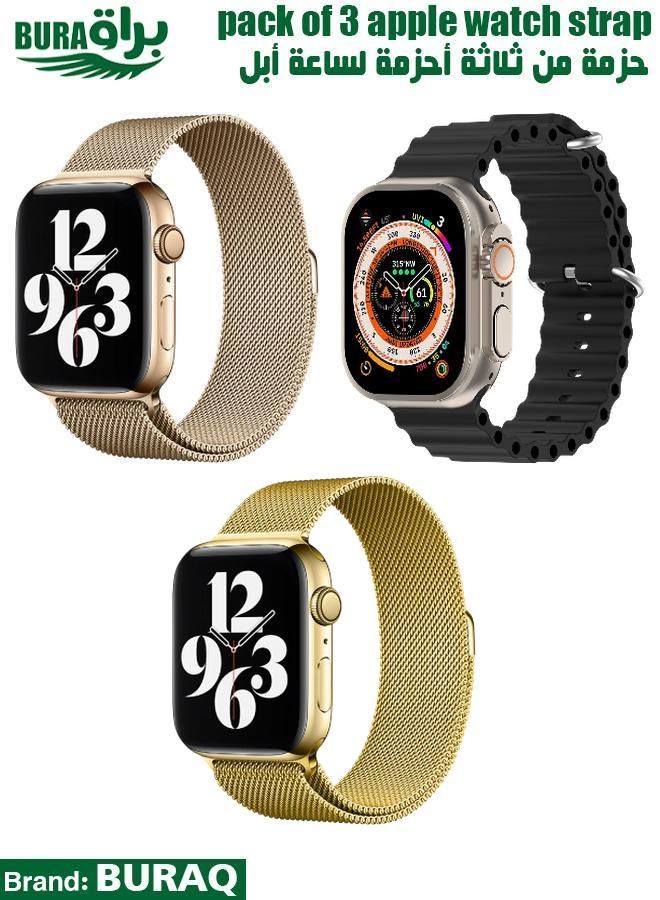 BURAQ Apple Watch Band Strap For Apple Watch Ultra 2/Ultra 49mm, Series 10 46mm, 9/8/7 45mm, SE2/SE/6/5/4 44mm, 3/2/1 42mm 
