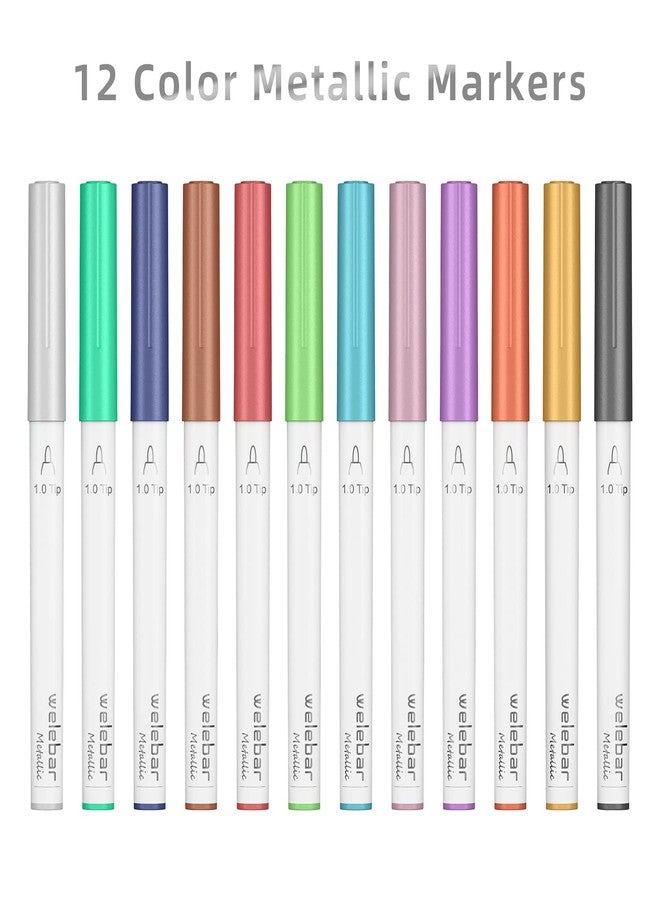Welebar 12 Pack Metallic Pen Set, Compatible with Cricut Maker 3/Maker 4/Maker/Explore 3/Explore 4/Air 2/Air, Metallic Ink Markers for Writing, Drawing, Invitations, Envelope, DIY Crafts - Image 3