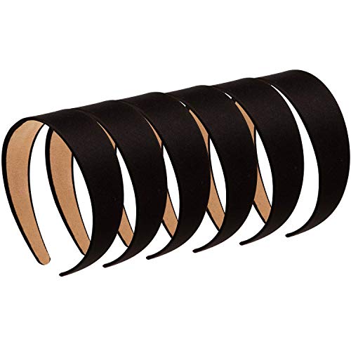 LONEEDY 6 Hard Headbands, 1.6 Inch/4CM Wide Non-slip Ribbon Hairband for Women (Black) - Image 1