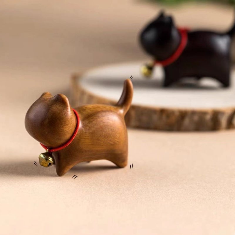 Sandalwood Kitten Playing With Mini Kitten Cute Healing Simple Gift Wen Chuang Handmade Ornaments Desktop - Image 3