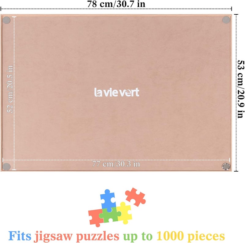 Lavievert Portable Wooden Puzzle Board with Dustproof Cover, Puzzle Mat, Puzzle Storage, Puzzle Protector with Non-Slip Surface for up to 1000 Pieces - Khaki - Image 2