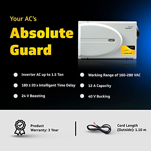 V-Guard i4 Dura 2040 Stabilizer for 1.5 ton Inverter AC | Intelligent Time Delay System | Convenient LED Indicator | 3 Year Warranty by V-Guard | White (Working Range 160-280 VAC) - Image 2
