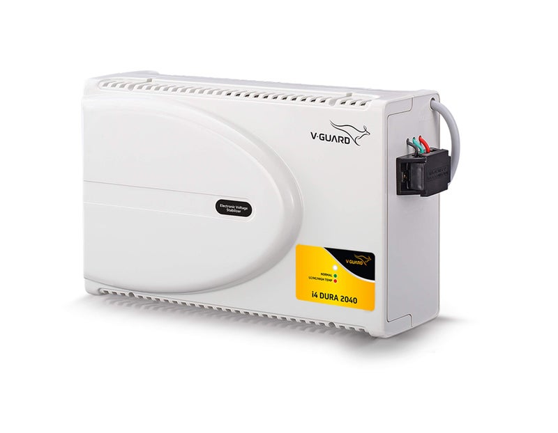 V-Guard i4 Dura 2040 Stabilizer for 1.5 ton Inverter AC | Intelligent Time Delay System | Convenient LED Indicator | 3 Year Warranty by V-Guard | White (Working Range 160-280 VAC) - Image 1