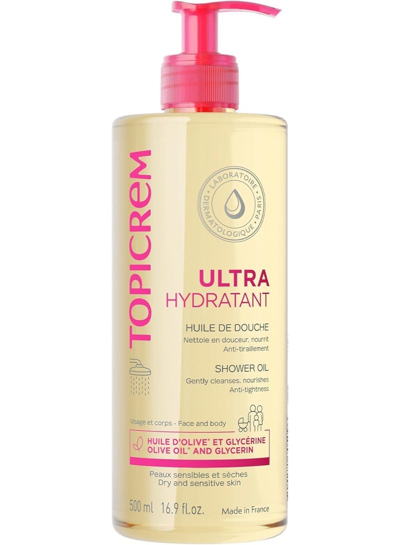 Topicrem 1000ml Ultra Hydratant Shower Oil Nourishing Cleansing Oil for Dry - Image 1