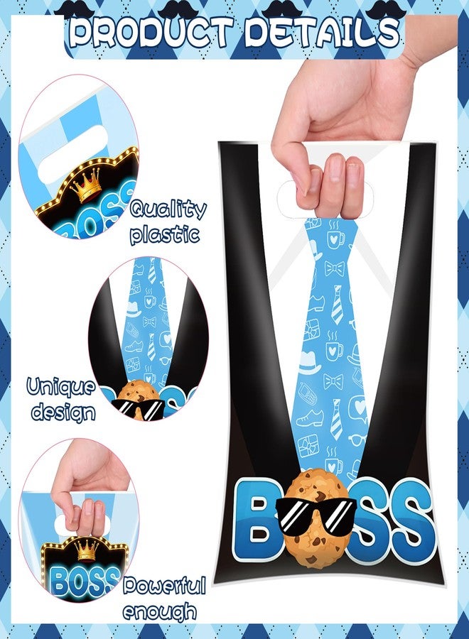iPartyGo Boss Party Favor Bags - 50 Pcs Black Blue Bosses Birthday Decorations Plastic Goodies Candy Bag Bulk with Handles Movie Theme Gift Pouch Supplies for Baby Boys Baby Shower Gender Reaveal - Image 5