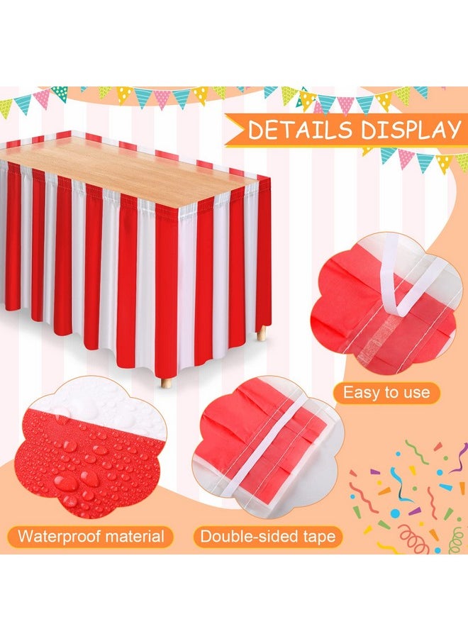 Tegeme 10 Pieces Carnival Theme Party Decors Carnival Table Skirts Carnival Circus Theme Tablecloths Red White Striped Pennant Banners Circus Carnival Bunting Banners For Carnival Circus Decors  - Image 3