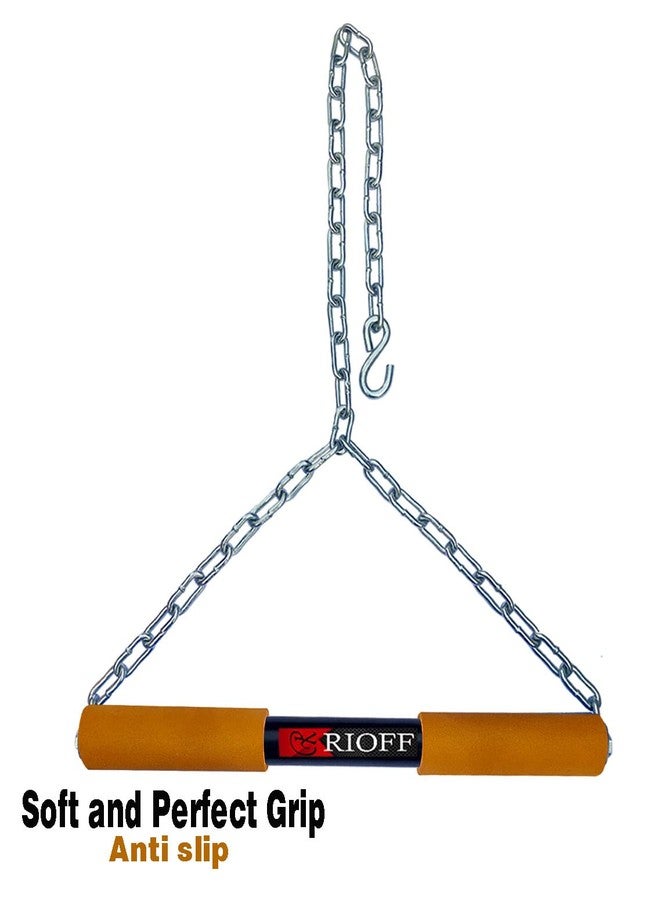 قضيب تعليق Rioff® لزيادة ارتفاع قضيب السحب لأعلى مصنوع من الفولاذ المقاوم للصدأ لتمارين العقلة، قضيب تعليق للاستخدام المنزلي/الصالة الرياضية للرجال والأطفال والأولاد والبالغين، مزود بسلسلة/حلقة شديدة التحمل (برتقالي) 4 أقدام (PUBS-2) - Image 3