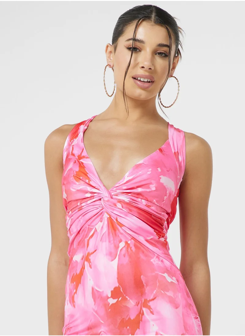 Ginger Plunge Neck Floral Maxi Dress