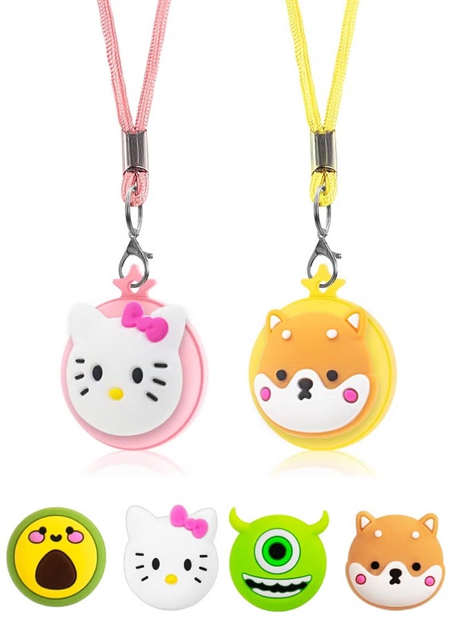 2PCS Cute Case for AirTag Necklace Design, Air Tag Necklace Soft Silicone Protective Air Tags Holder with Key Ring