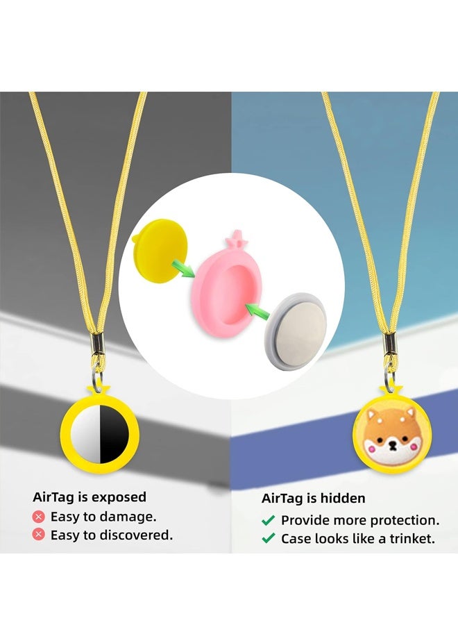2PCS Cute Case for AirTag Necklace Design, Air Tag Necklace Soft Silicone Protective Air Tags Holder with Key Ring - Image 4