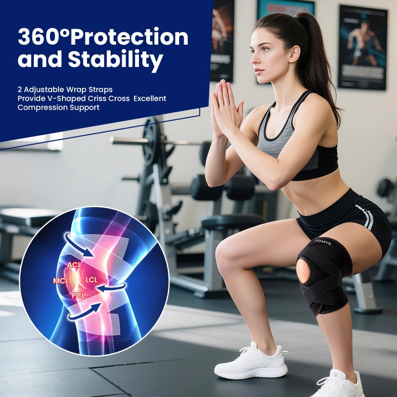 JOMVD Knee Brace for Knee Pain, Meniscus Tear, Adjustable Knee Support with Side Spring Stabilizers for ACL, MCL, Arthritis, Patella Stability, Knee Pain Relief, Injury Recovery, Women and Men, Medium - Image 4