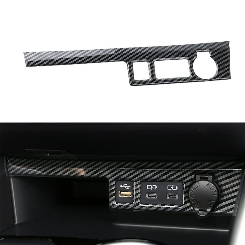 LEXLEY Carbon fiber Style Center Control Cigarette Lighter Socket Panel Trim Cover Interior Accessories For Toyota 2020 2021 2022 2023 2024 2025 Highlander XLE LE L XSE Limited Platinum