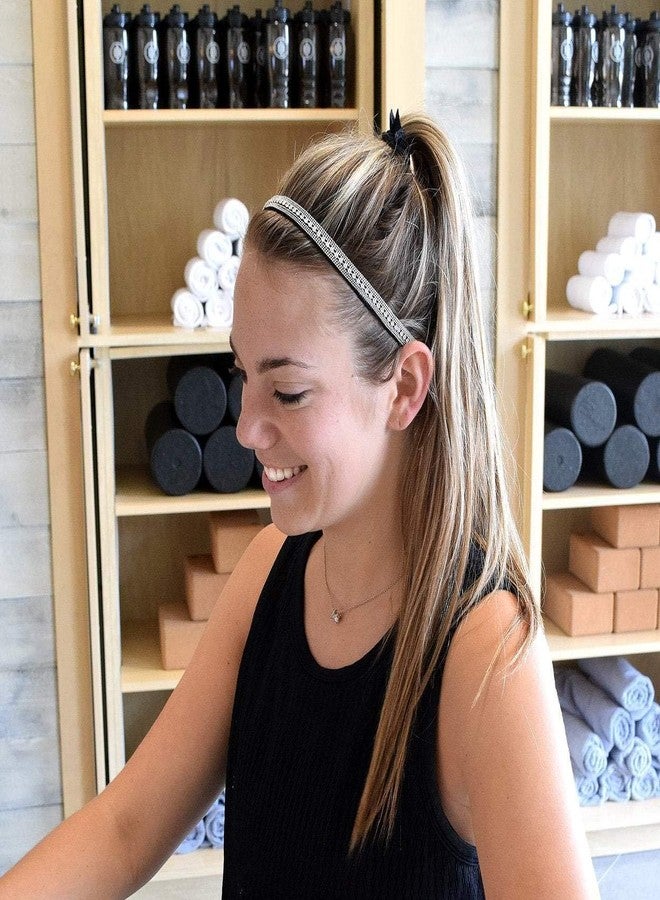 Sweaty Bands Womens Girls Headband - Non-Slip, Velvet-Lined Jeweled Hairband - Bling It Ice Ice Lady Silver 3/8-Inch - Image 2