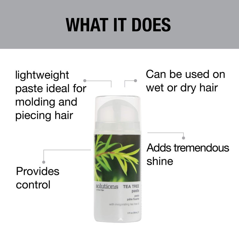 GREAT CLIPS Solutions Tea Tree Paste 3.4oz | Easy Pump | Peppermint Scent | Mold and Style Hair - Image 3