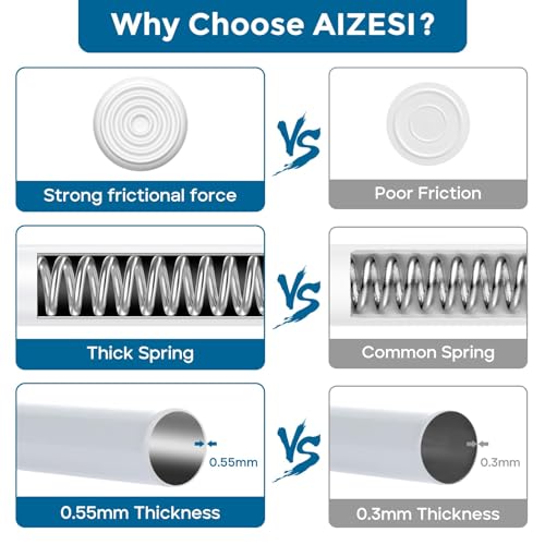 AIZESI Spring Tension Curtain Rods Short Tension Rod (White,17" to 28"-2Pcs) - Image 3