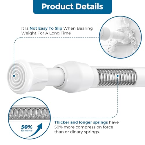 AIZESI Spring Tension Curtain Rods Short Tension Rod (White,17" to 28"-2Pcs) - Image 5