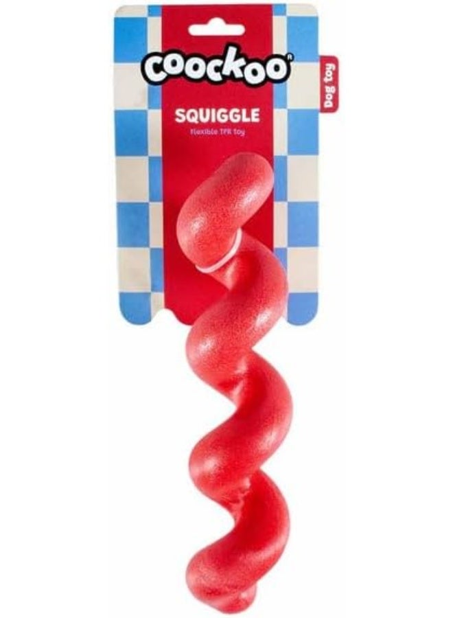 Ebi Coockoo Squiggle Flexible TPR Dog Chew Toy - Red/ 26.5x5.7cm